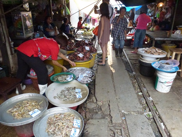 market on railway thailand