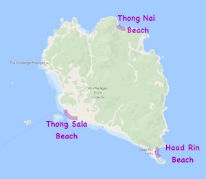ko phangan map island thailand
